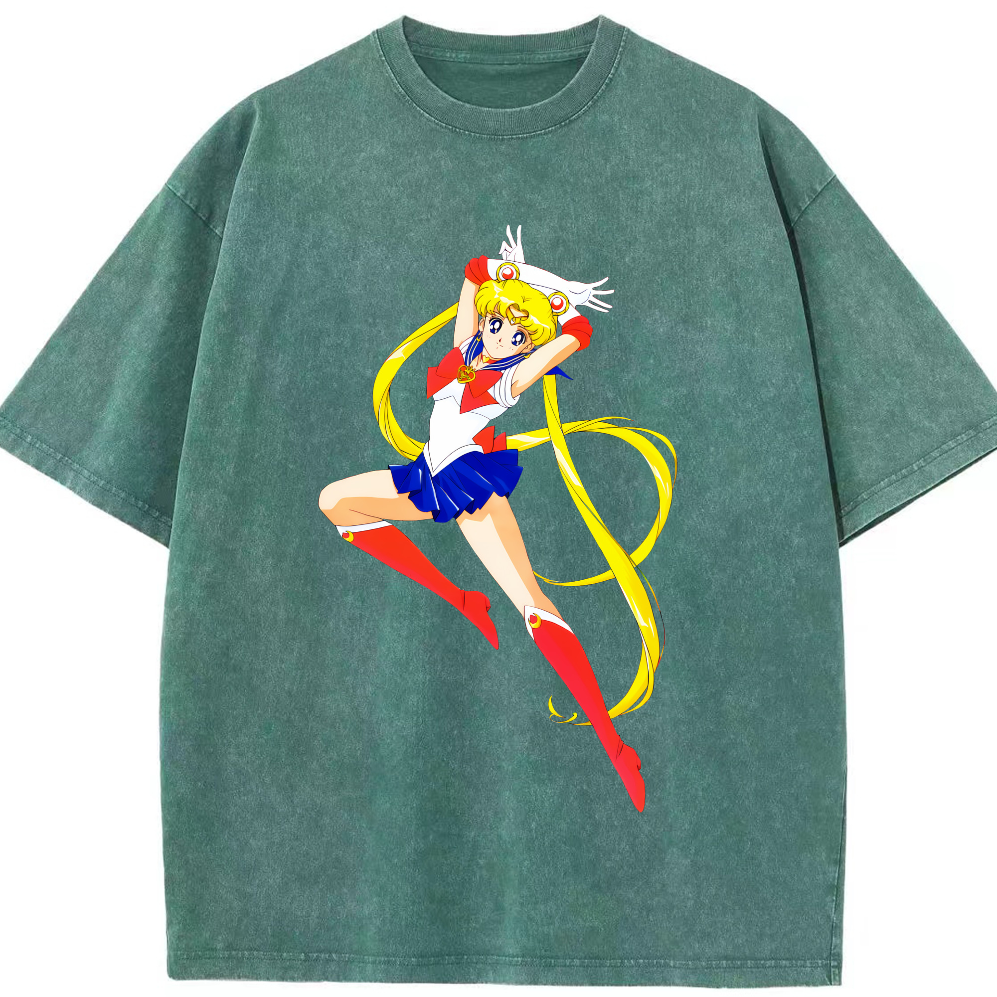 （画像用） 美少女戦士セーラームーン 月野 うさぎ つきの うさぎ Sailor Moon Tsukino Usagi 綿100% ヴィンテージ風 半袖Tシャツ（フロントプリント）